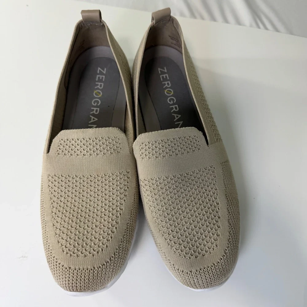 Cole Haan Zerogrand Stitchlite Knit Slip On‎ Sneakers Tan Beige Womens 11B